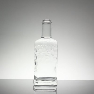 Silver Engraved Tequila Square Bottle